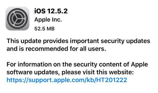 浠水苹果手机维修分享iOS12.5.2发布，建议所有老苹果用户安装 